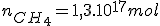 n_{CH_4} = 1,3.10^{17}mol